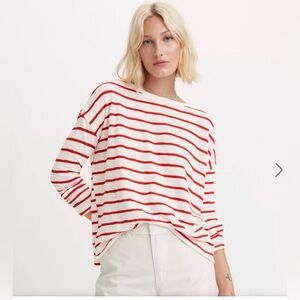 Levi’s Margo Long Red and White Striped Long Sleeved Tee
